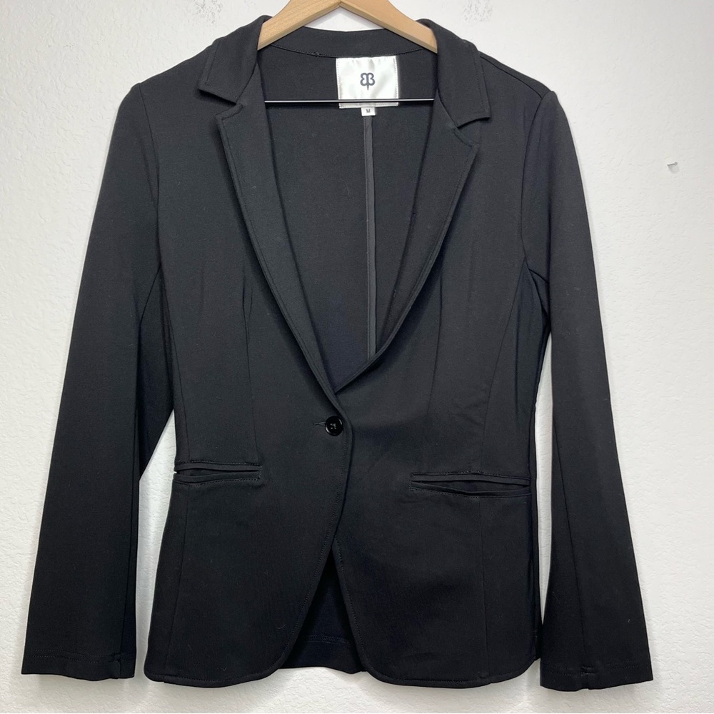 Betabrand Women Blazer Medium Jacket One Button Stretch Jersey Knit Business